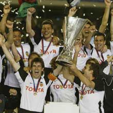 El Valencia celebrando el triunfo